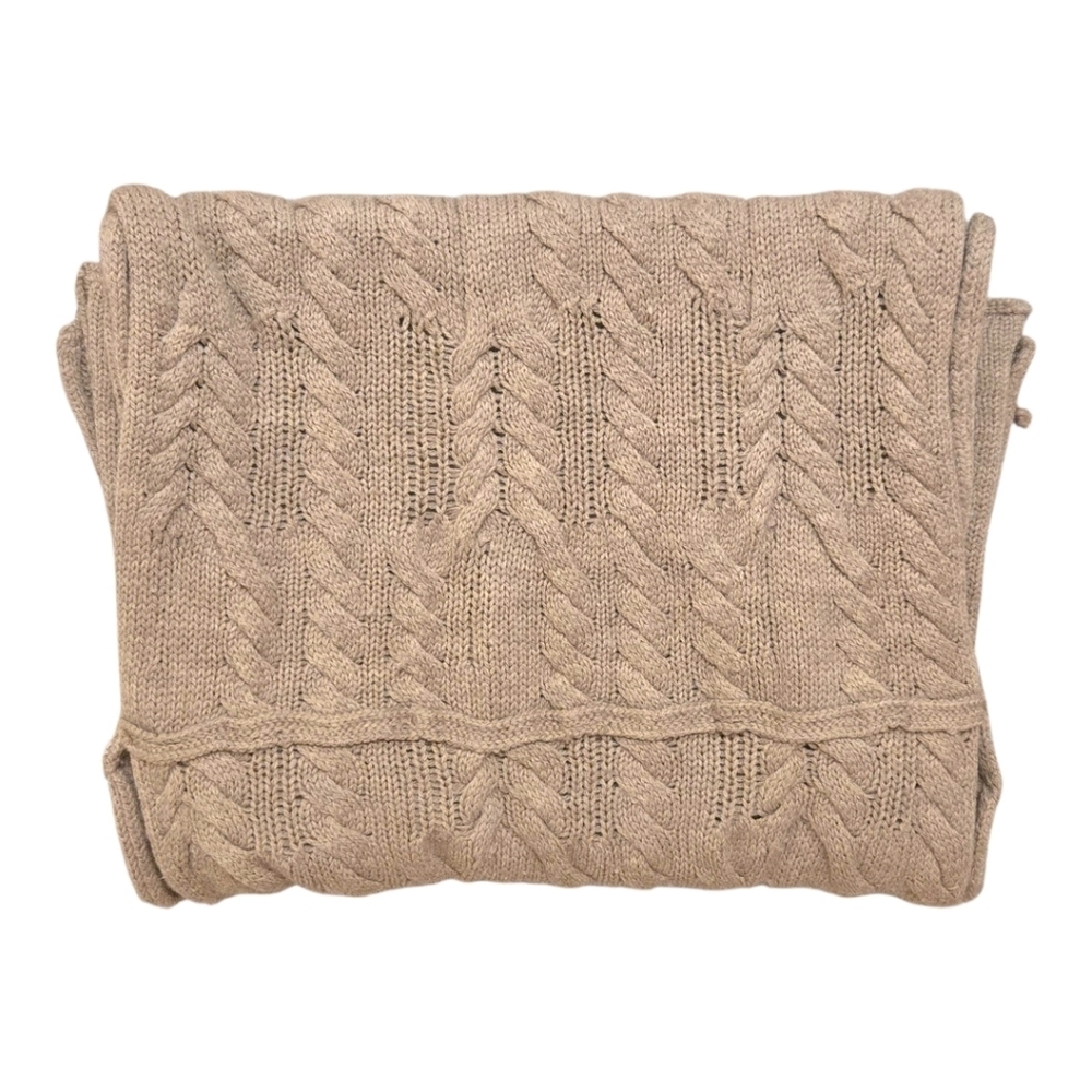 Banana Republic 100% Merino Wool Light Brown Cable Knit Scarf